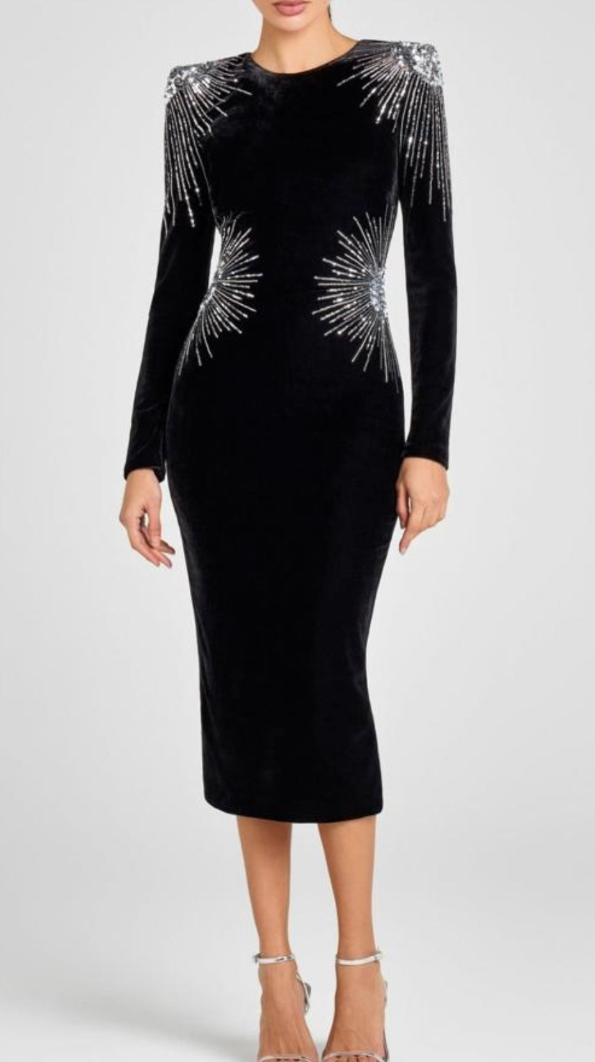 nadine long sleeve midi dress Black Midi Nadine Merabi dress – S T Y L E L I B R A R Y