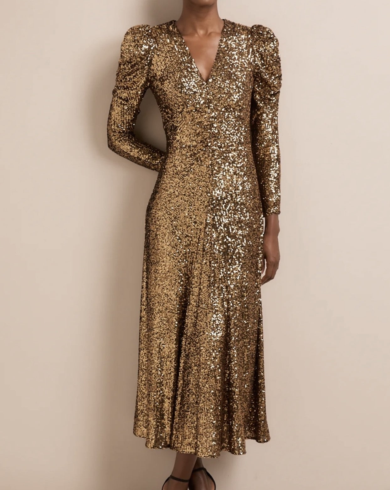 Cefinn Sequin gold dress