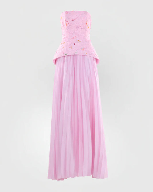 Justin Tong Pink Pleated Dress