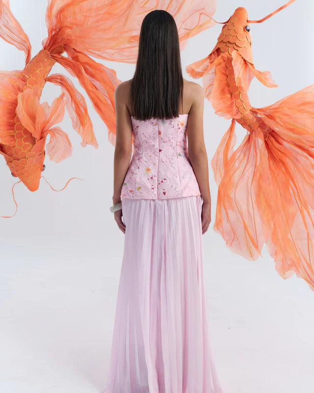 Justin Tong Pink Pleated Dress