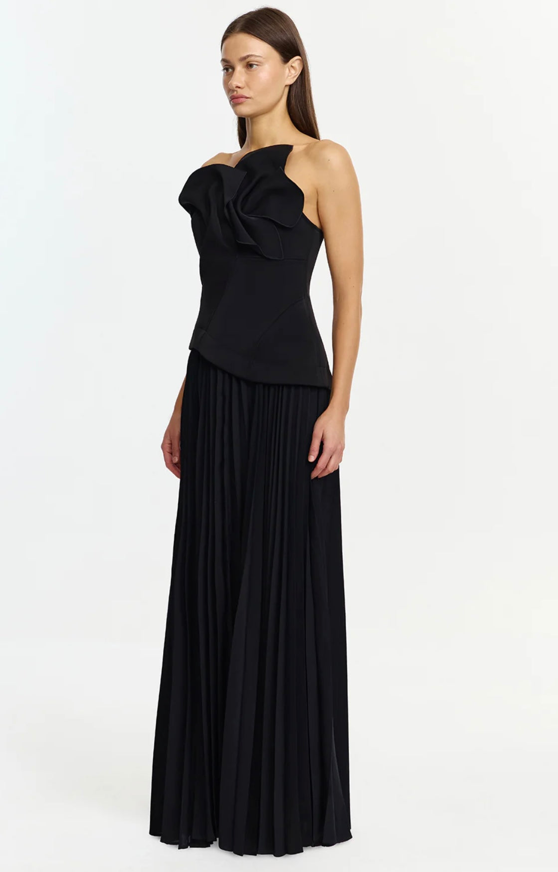 Hire a black strapless maxi dress
