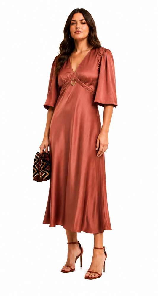 Charlotte Midi dress- Rust